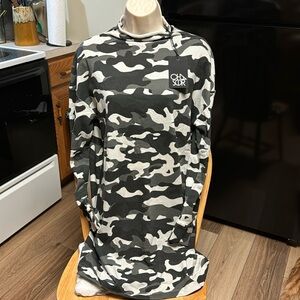 CHASER NWT S (M good) mock neck Dark grayish/Greenish Camo sweatshirt mini dress